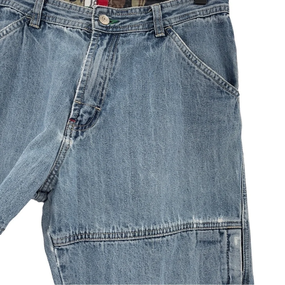 Vintage 2002 Tommy Hilfiger Cargo Jeans Distressed Medium Wash Blue Boys 18 2/4